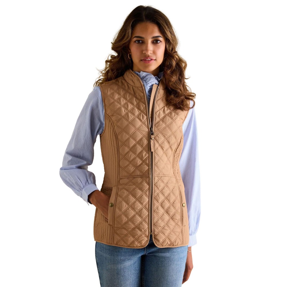 Joules Womens Minx Brown Diamond Quilted Gilet Brown