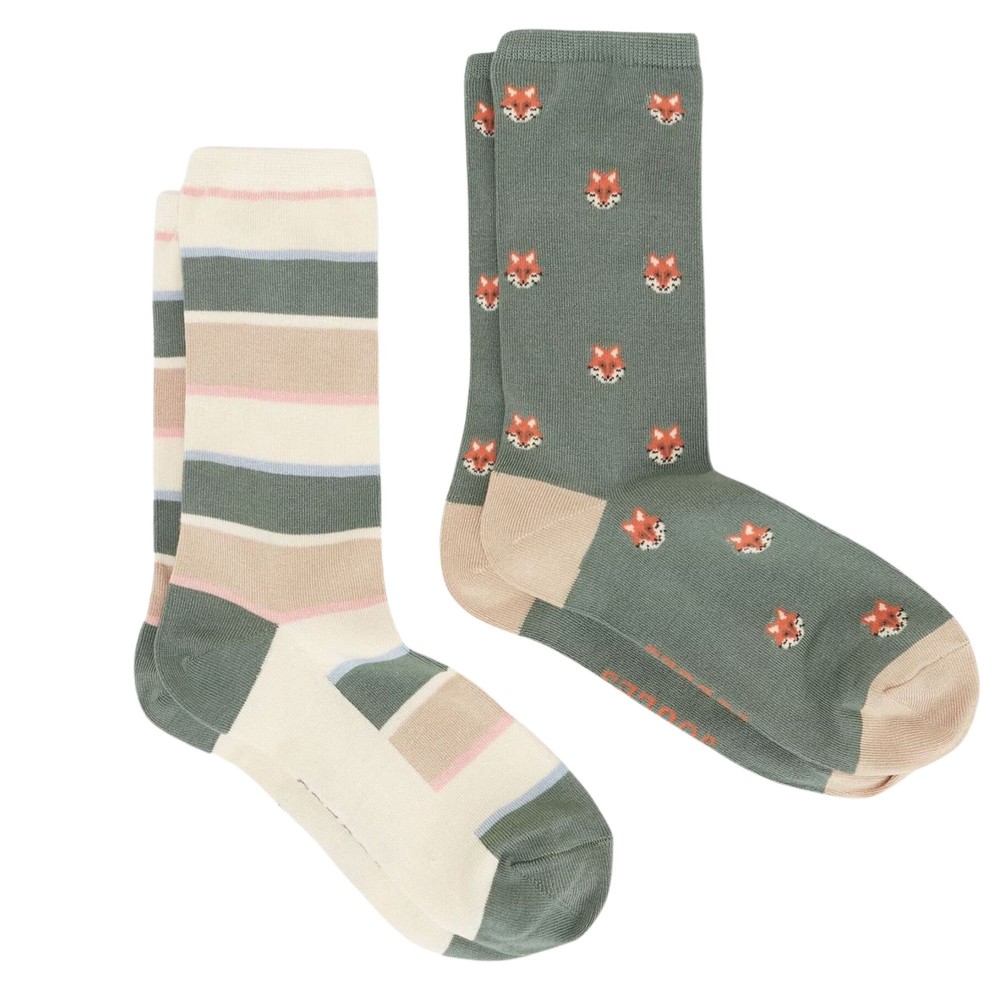 Womens Everyday 2 Pack Socks Khaki Fox