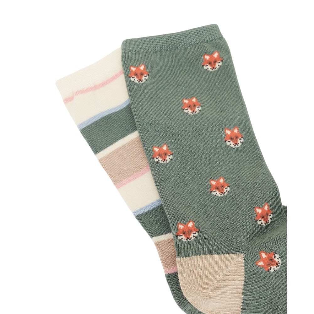 Womens Everyday 2 Pack Socks Khaki Fox