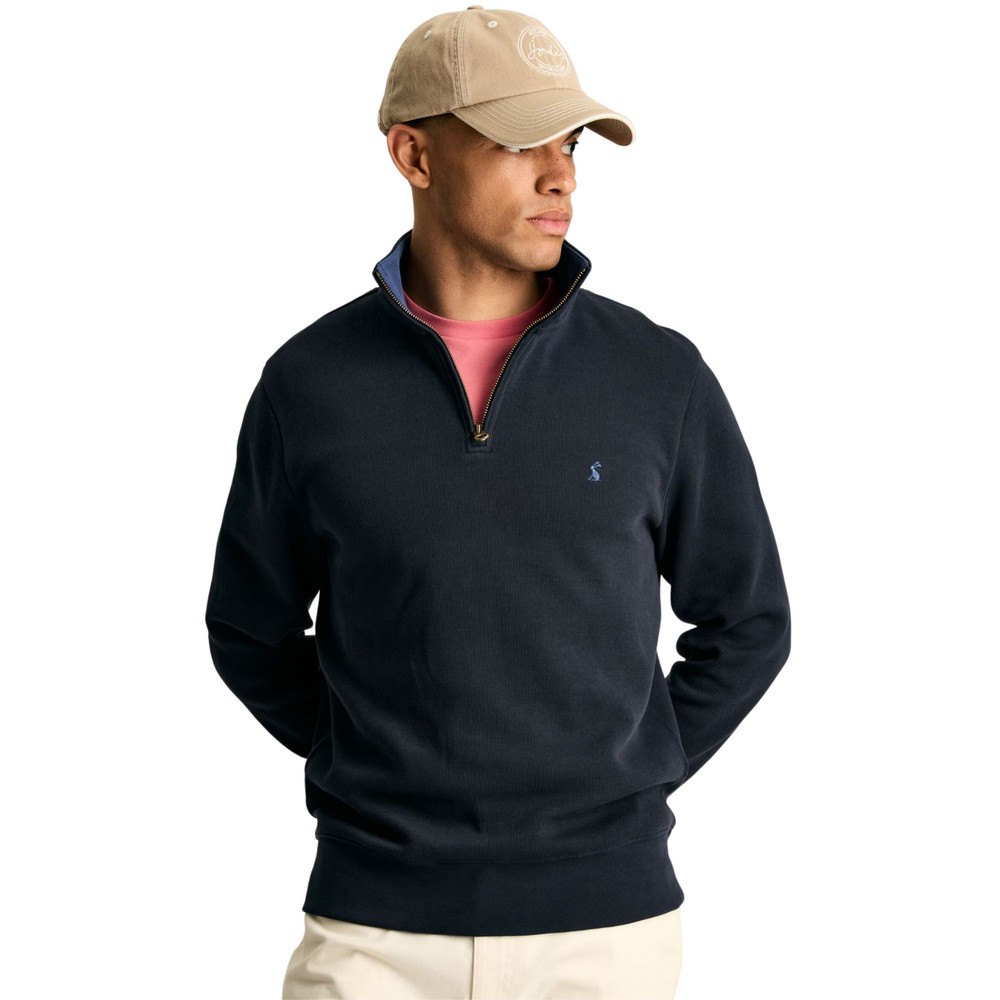 Mens Alistar Navy Quarter Zip Cotton Sweatshirt Navy