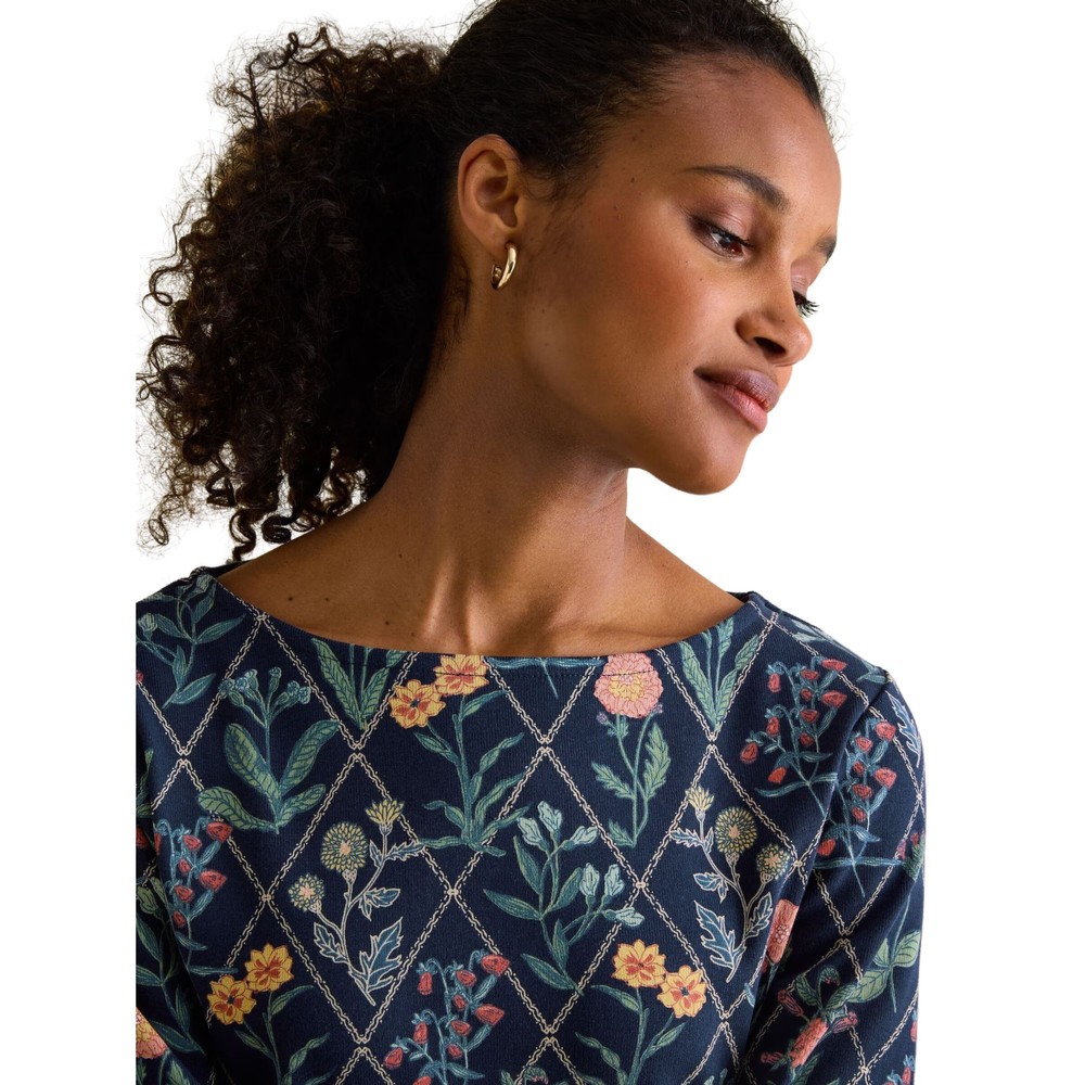 Womens Harbour Navy Floral Print Top Navy Floral