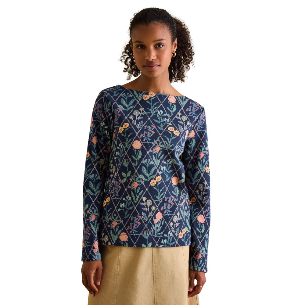 Womens Harbour Navy Floral Print Top Navy Floral