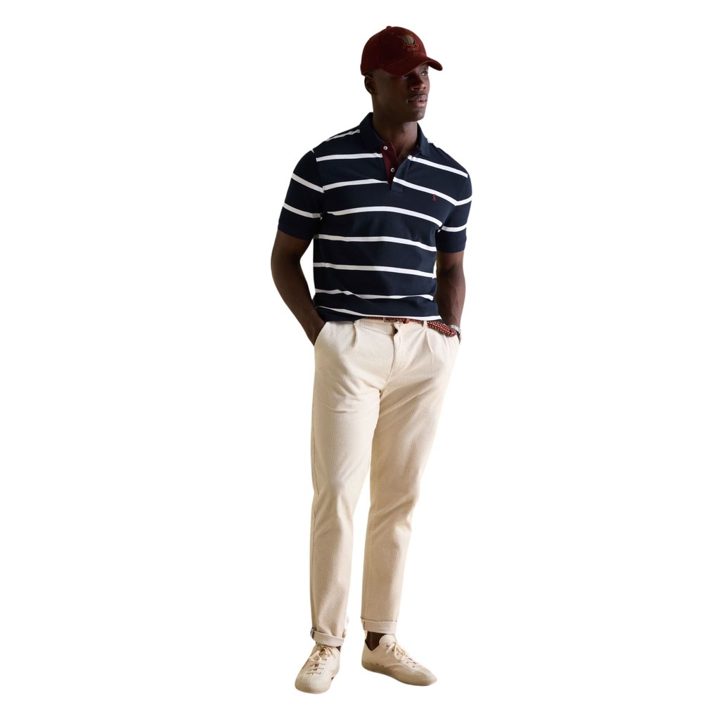 Mens Filbert Navy/White Striped Polo Navy White Stripe