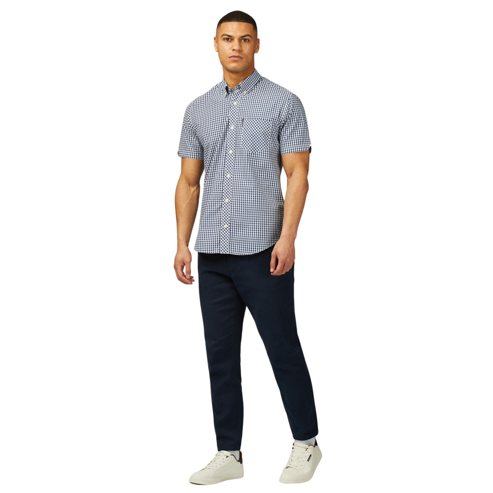 Bens Sherman Short Sleeve Signature Gingham Dark Blue