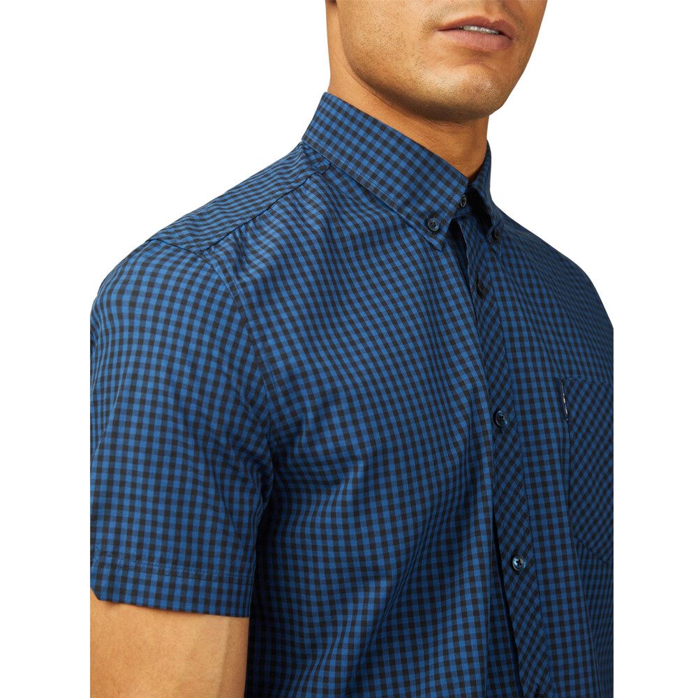 Bens Sherman Short Sleeve Signature Gingham Royal Blue