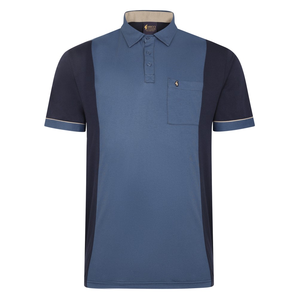 Short Sleeve Piped Panel Polo Navy
