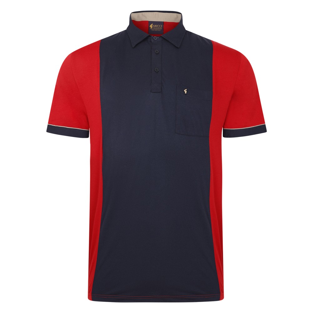 Short Sleeve Piped Panel Polo Red