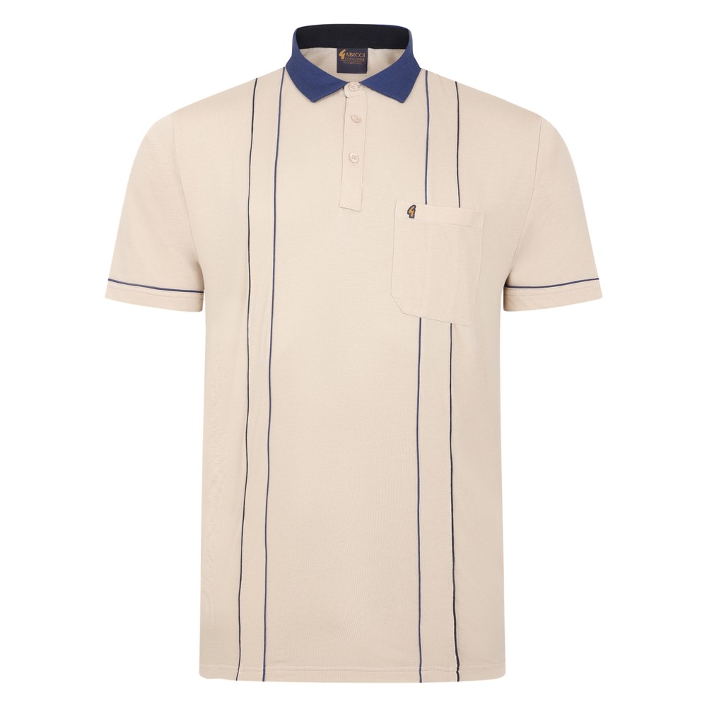 Short Sleeve Piped Panel Polo Granola