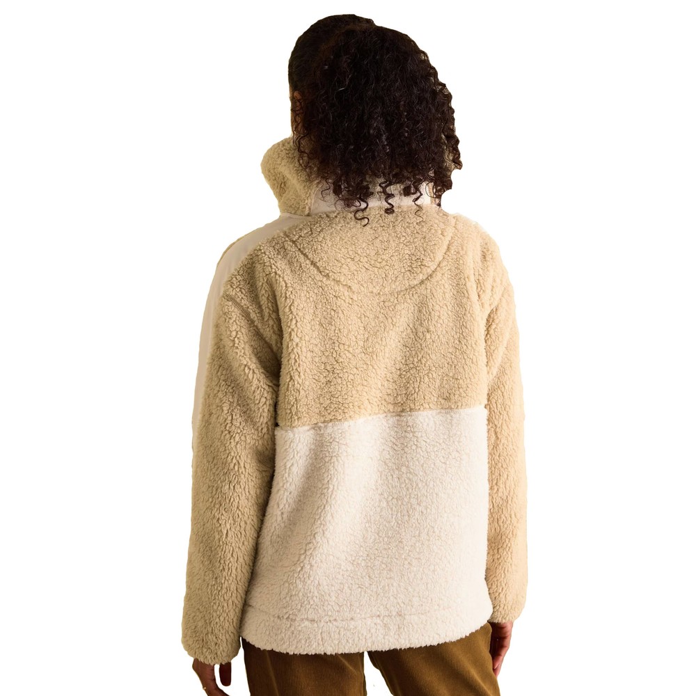 Womens Tilly Oatmeal Half Zip Borg Fleece Oatmeal