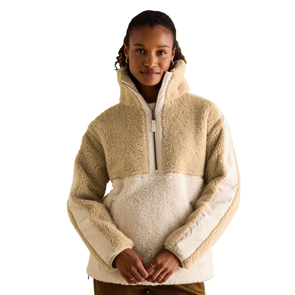 Womens Tilly Oatmeal Half Zip Borg Fleece Oatmeal