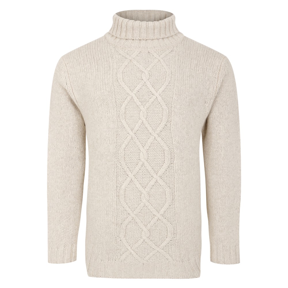 Cable Front Roll Neck Sweater Chalk