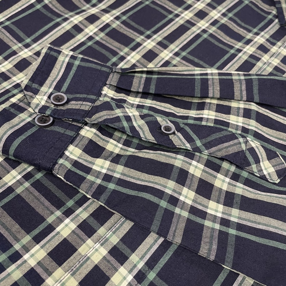 Long Sleeve Casual Check Shirt Navy