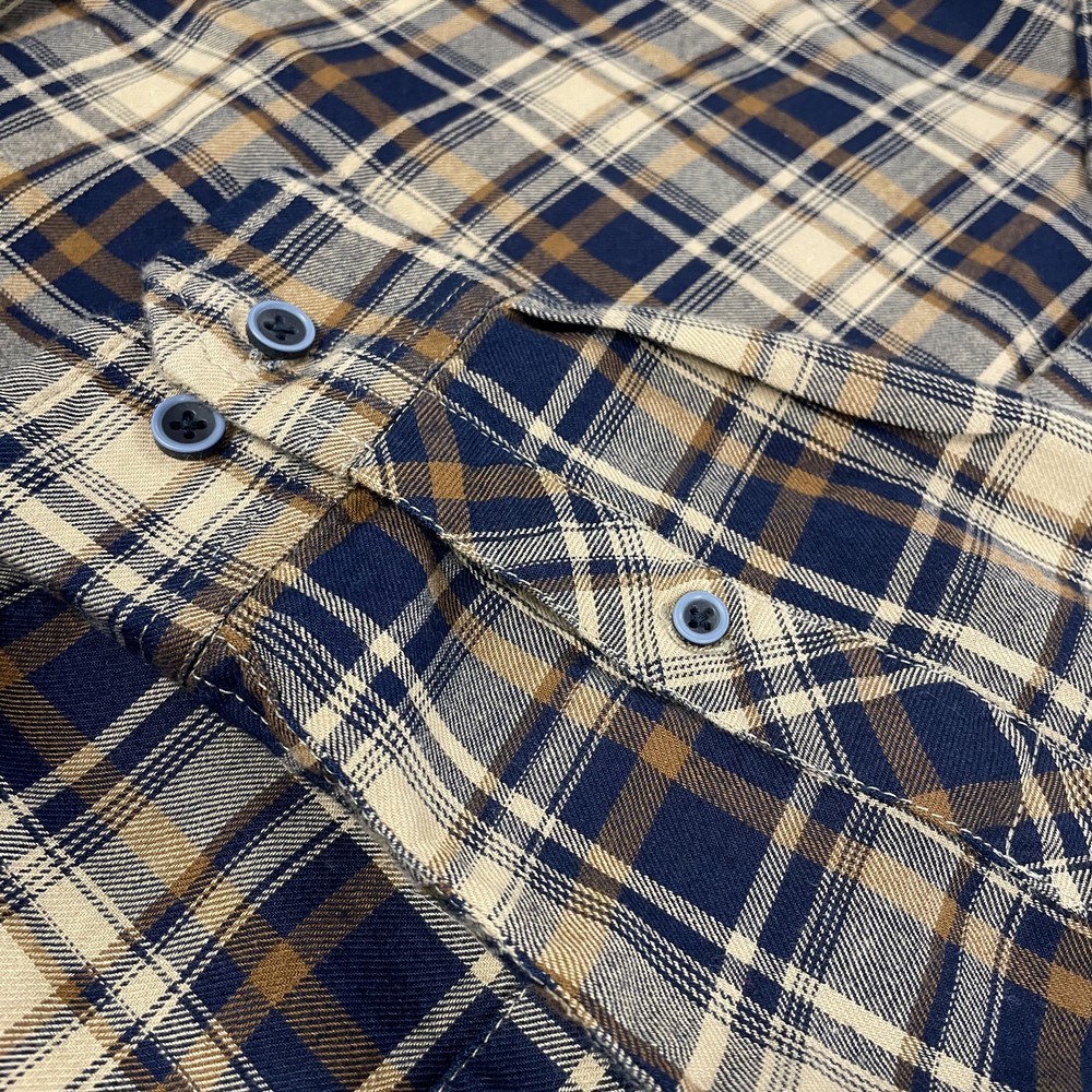 Long Sleeve Casual Check Shirt Camel