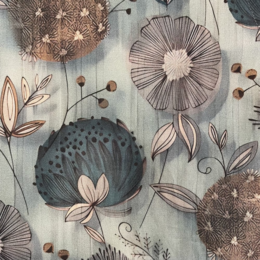 Cotton Satine Printed Long Sleeve Shirt Sage