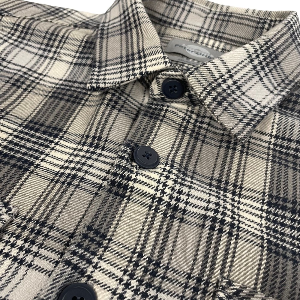 Cotton Long Sleeved Check Shacket Grey