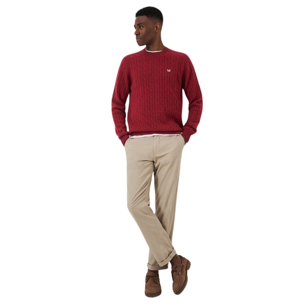 Lambswool Cable Crewneck Sweatshirt Biking Red