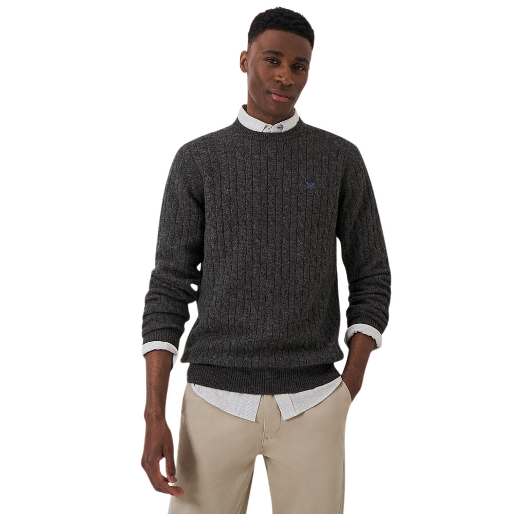 Lambswool Cable Crewneck Sweatshirt Charcoal Marl