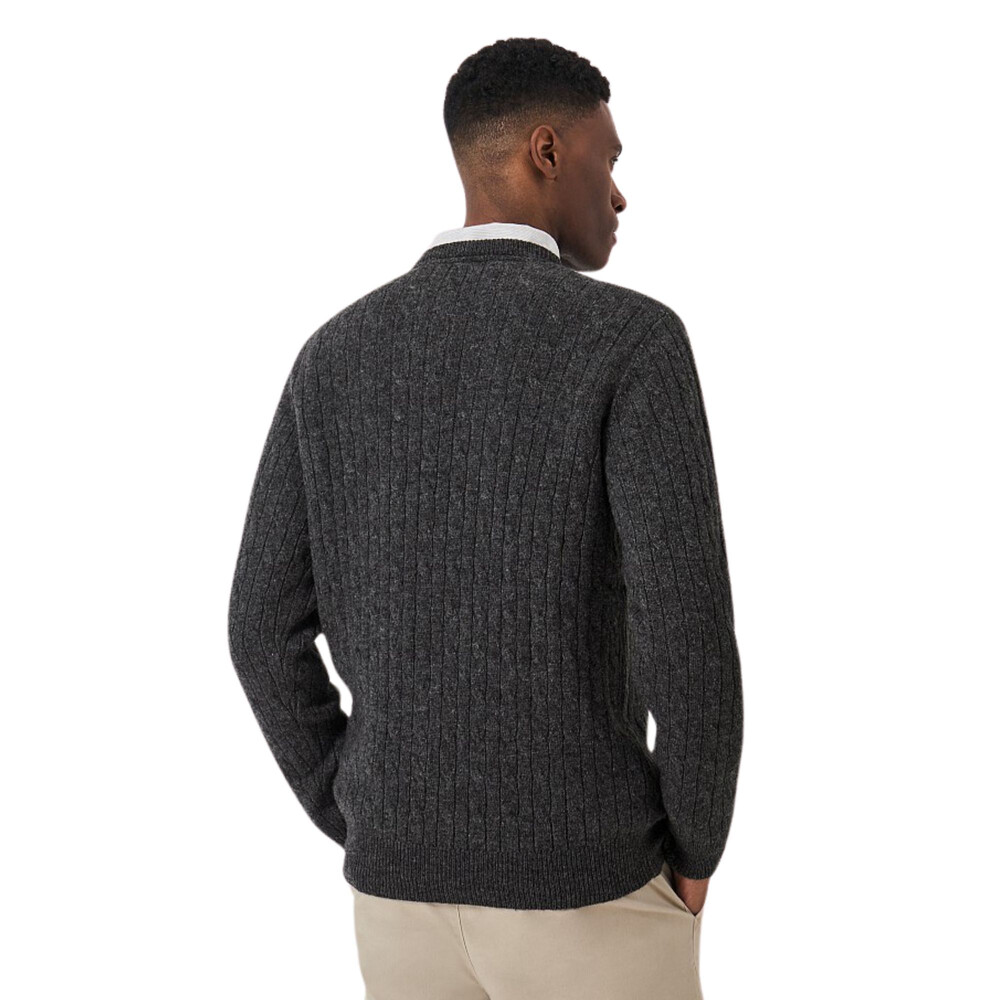 Lambswool Cable Crewneck Sweatshirt Charcoal Marl