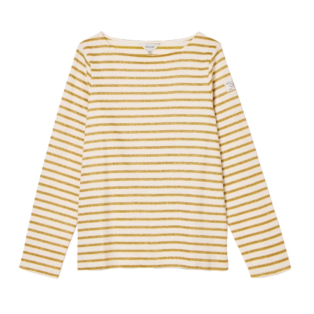Womens New Harbour Creme & Gold Striped Brenton Top Crème Gold Stripe