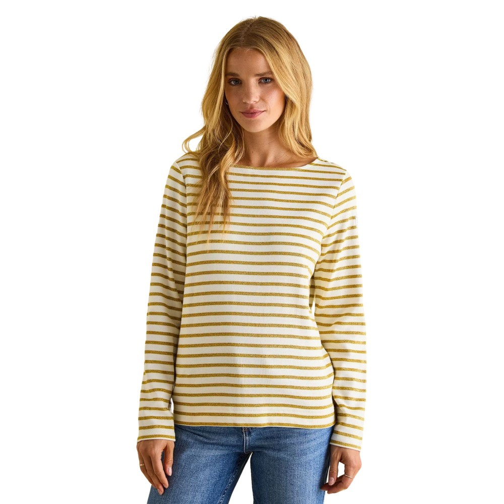Womens New Harbour Creme & Gold Striped Brenton Top Crème Gold Stripe