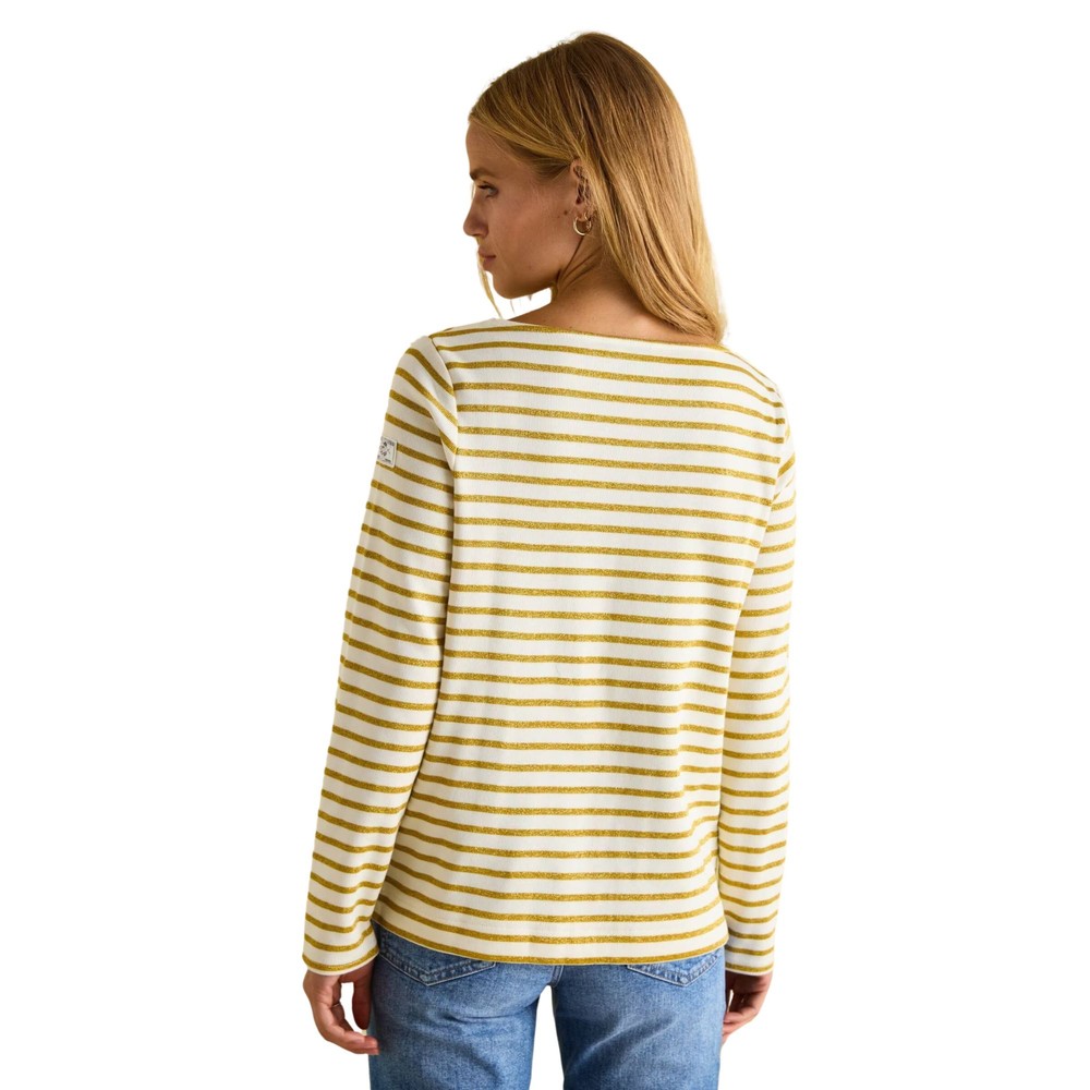 Womens New Harbour Creme & Gold Striped Brenton Top Crème Gold Stripe