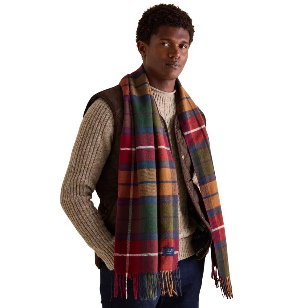 Mens Langtree Red Check Scarf Red Check