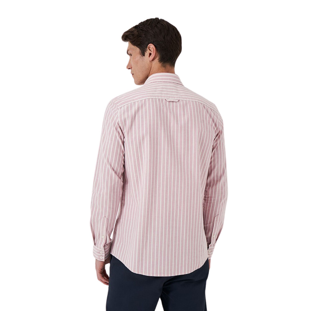 Anders Twin Stripe Long Sleeve Oxford Shirt Rose Pristine