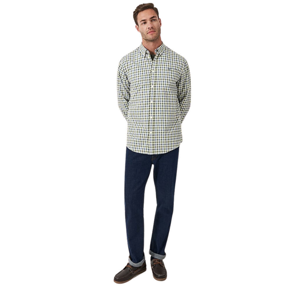 Tattersall Twill Check Long Sleeve Shirt Steel Blue Pristine