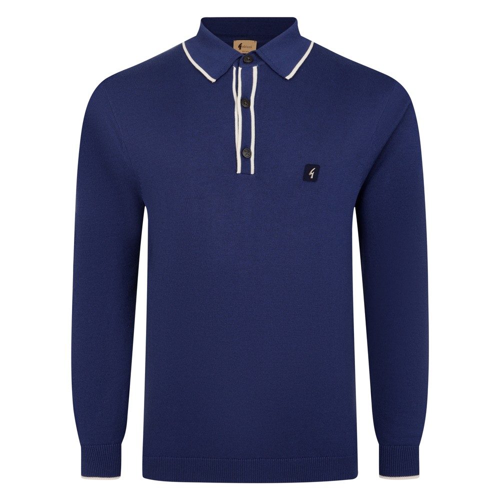 Lineker Long Sleeve Knitted Polo Shirt Storm