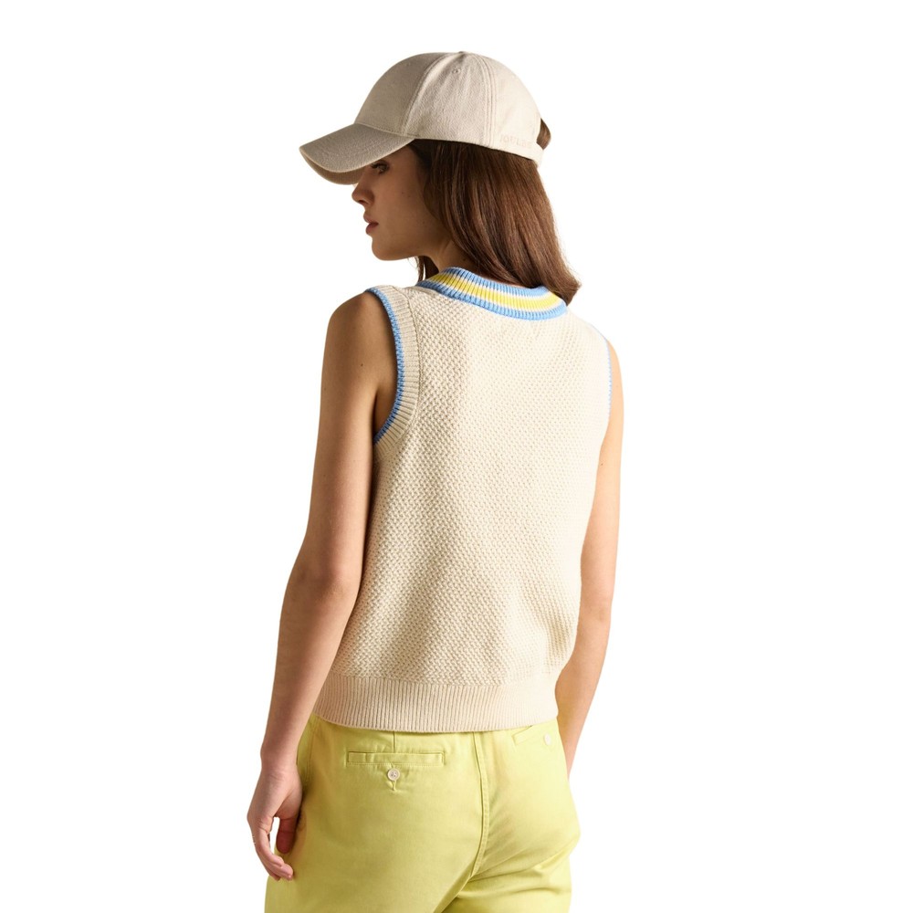Womens Deuce Knitted Vest Cream