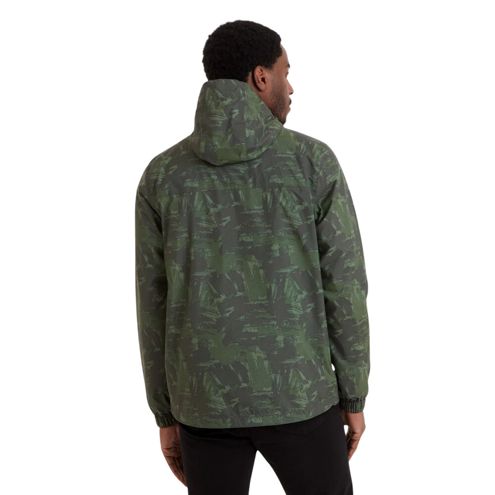 Craven Mens Waterproof Jacket Forage Green Brushstroke Print
