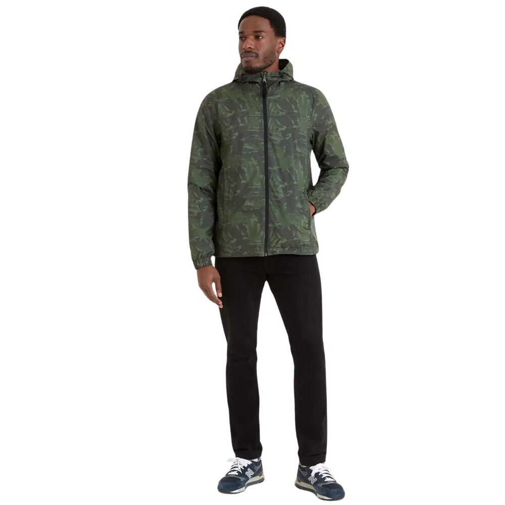 Craven Mens Waterproof Jacket Forage Green Brushstroke Print