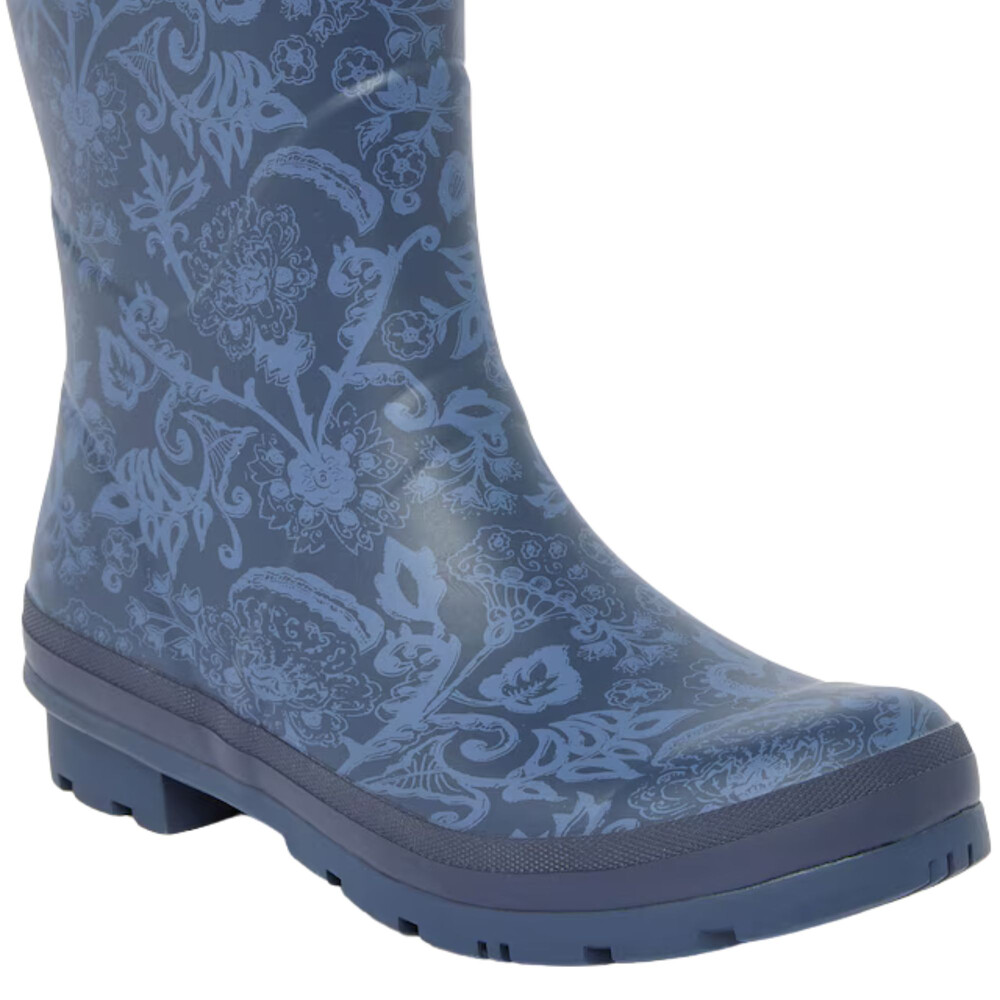 Printed Adjustable Tall Wellies Navy