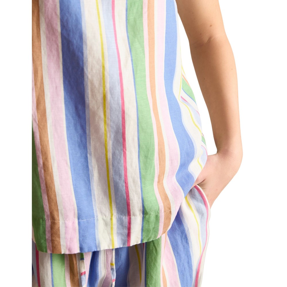 Womens Cove Linen Vest Multi Stripe