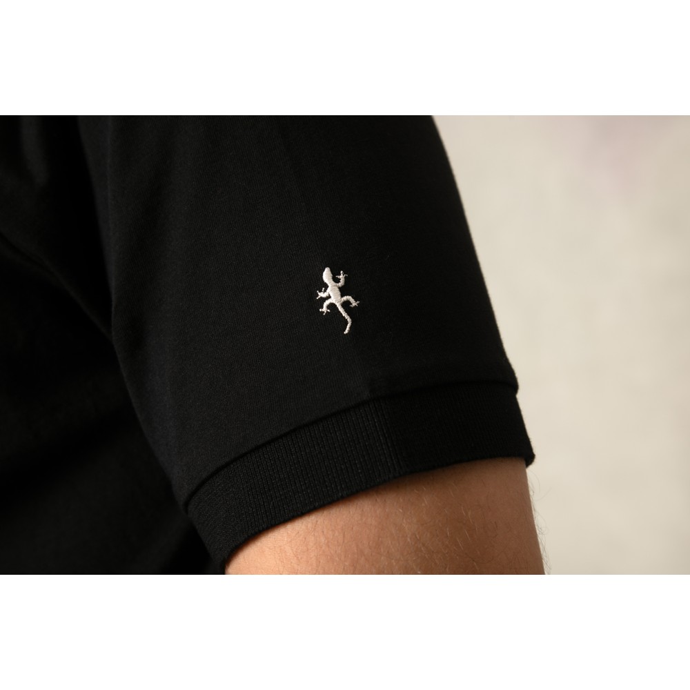 Black Printed Collar Polo Shirt Black