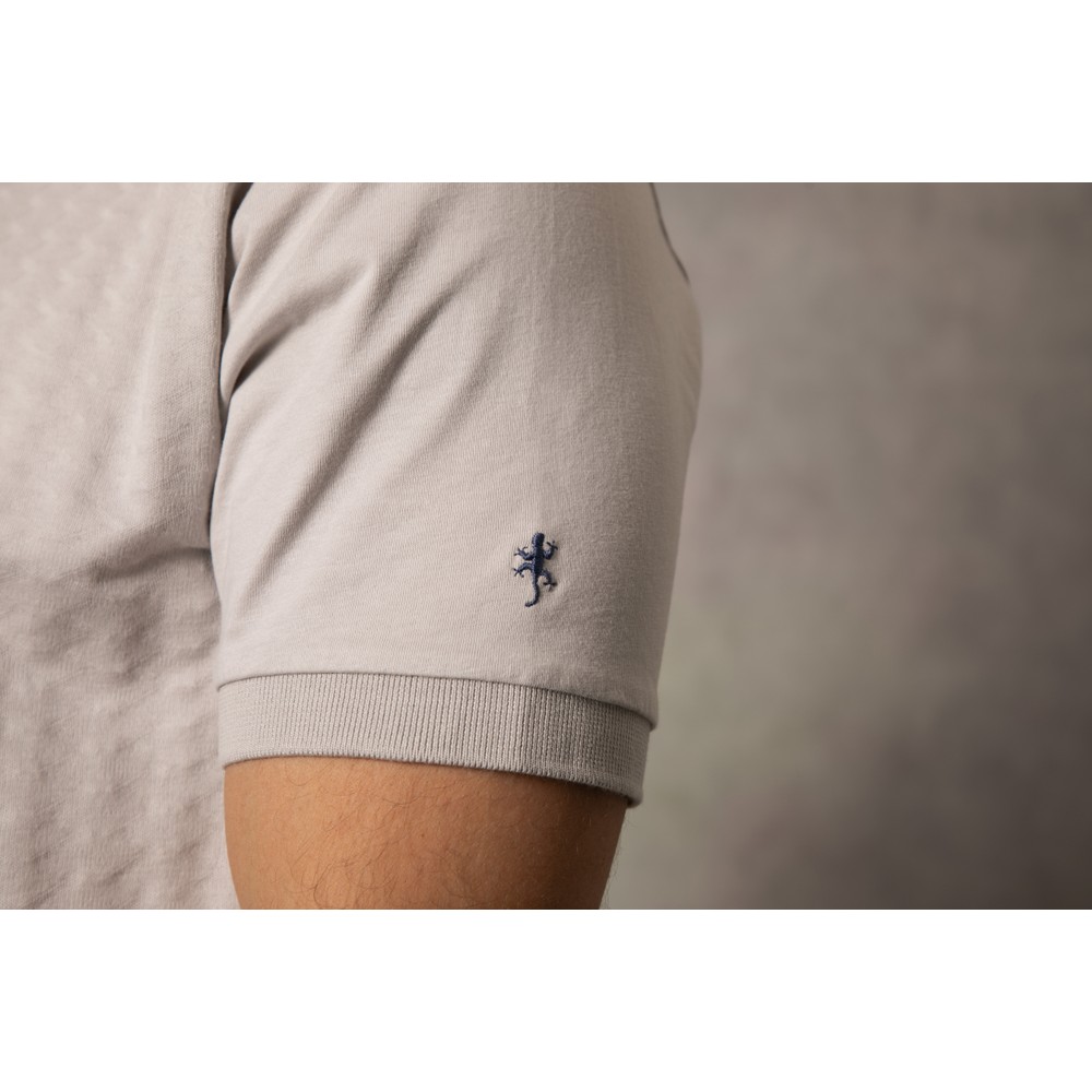 Silver Zig Zag Button Polo Shirt Silver