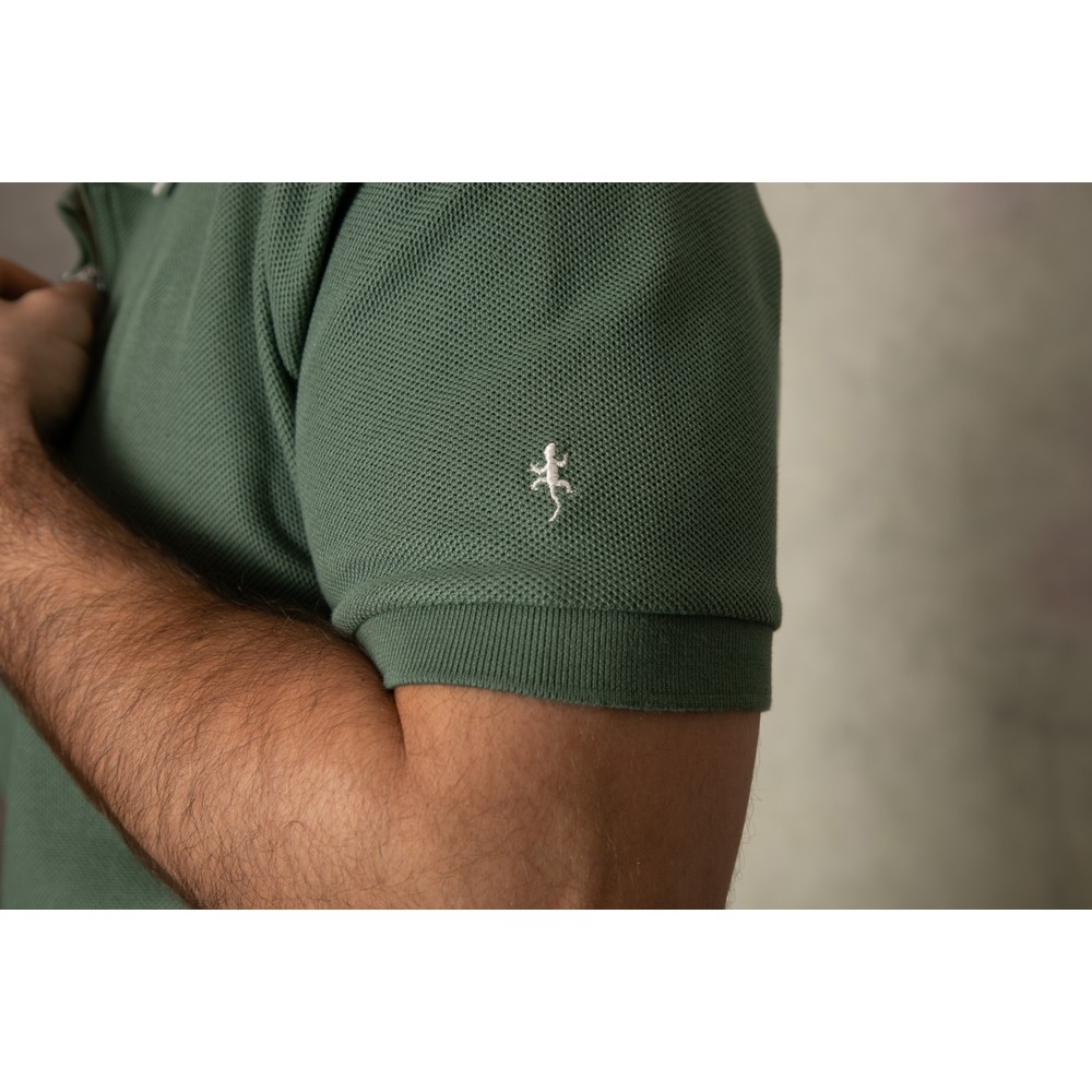 Jumbo Pique Zipper Polo Shirt Laurel