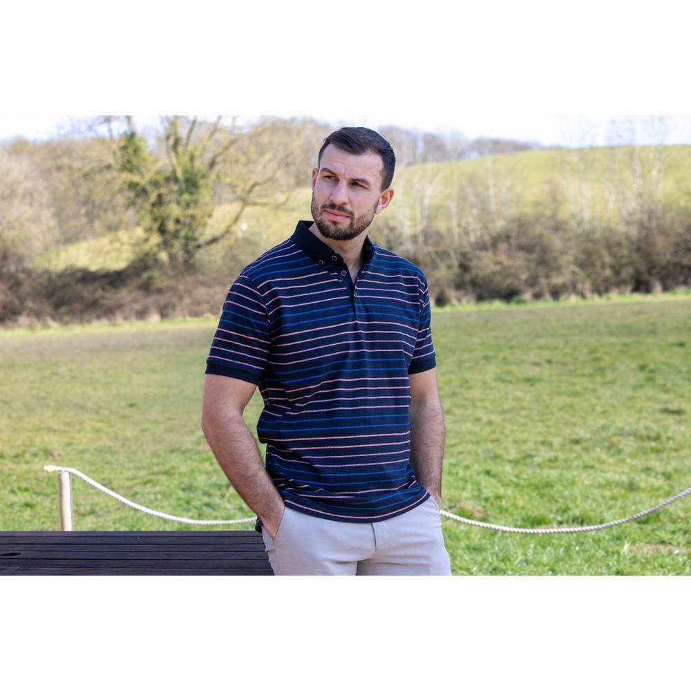 Striped Polo Navy