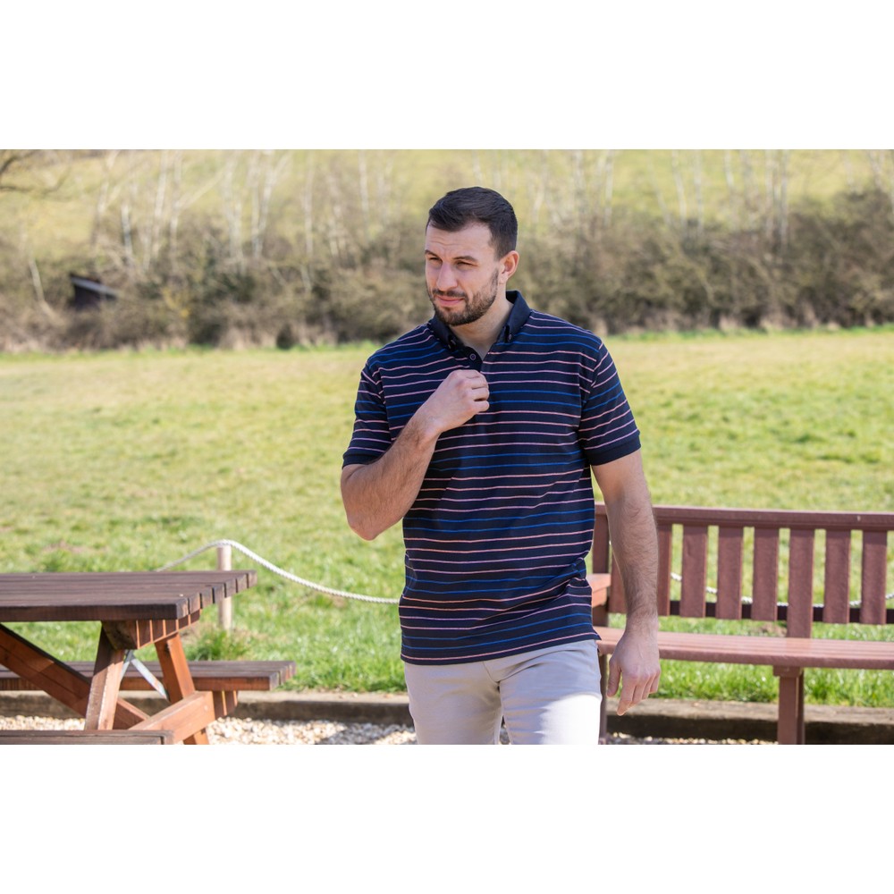 Striped Polo Navy