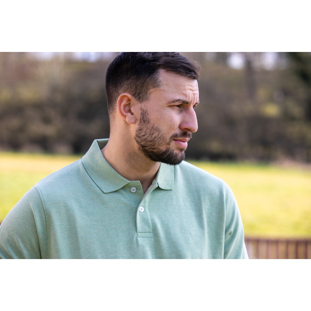Short Sleeve Melange Pique Polo Pistachio