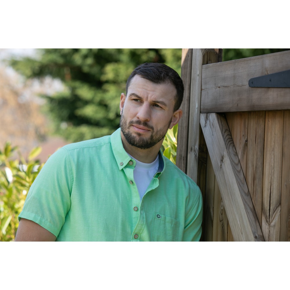 Short Sleeve Linen Rich Shirt Pistachio