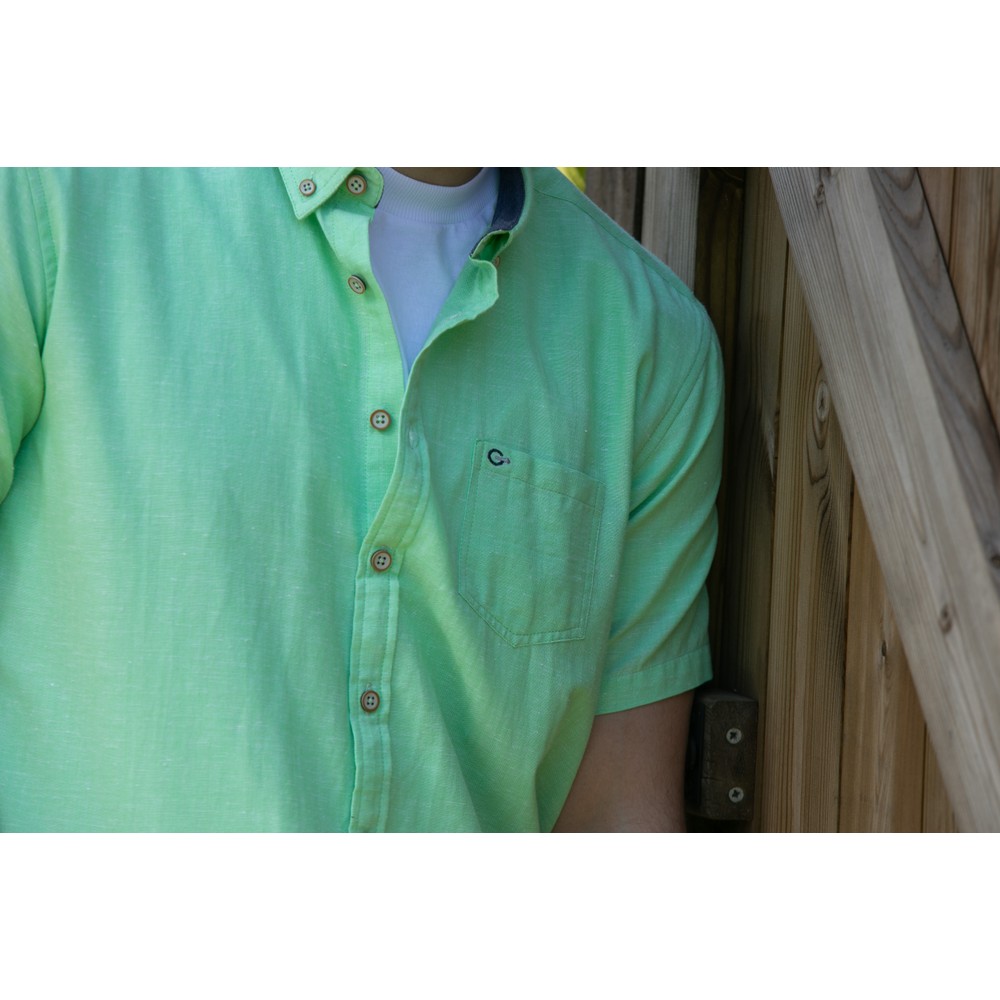 Short Sleeve Linen Rich Shirt Pistachio