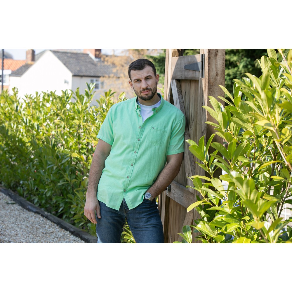 Short Sleeve Linen Rich Shirt Pistachio