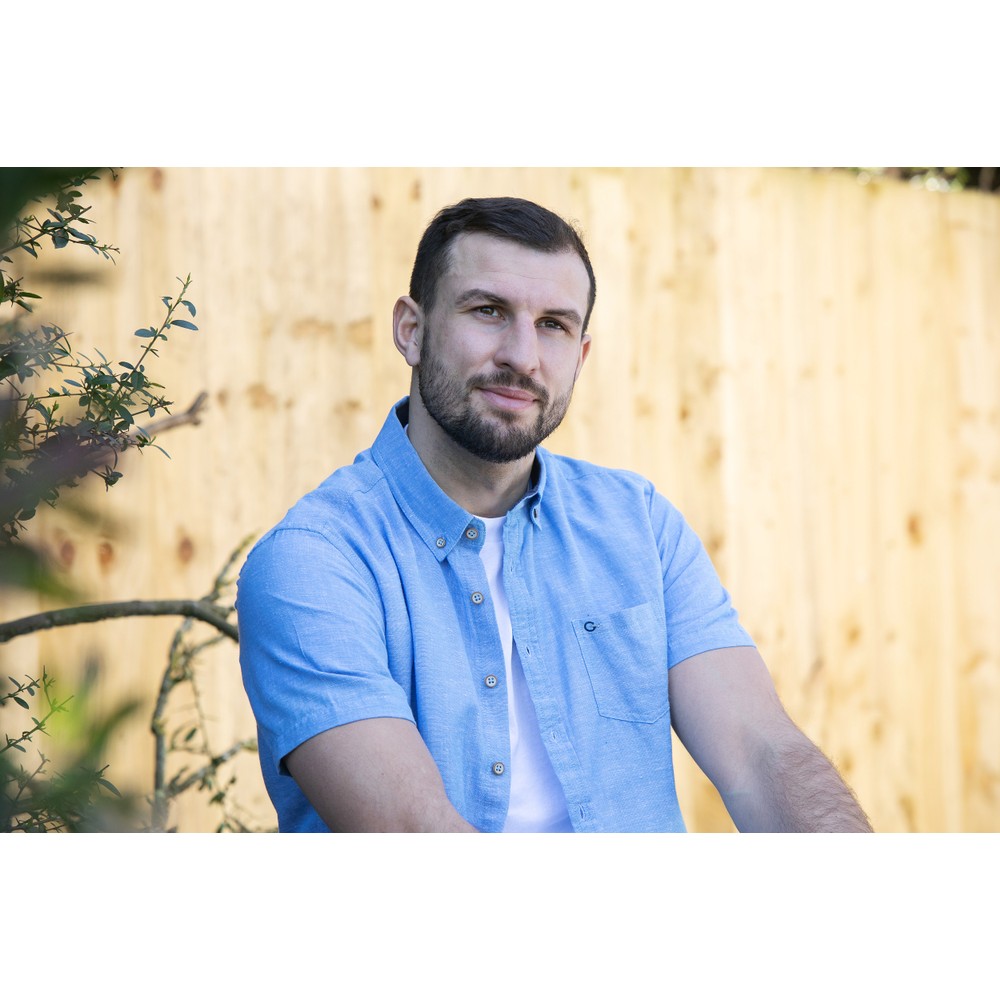 Short Sleeve Linen Rich Shirt Med Blue