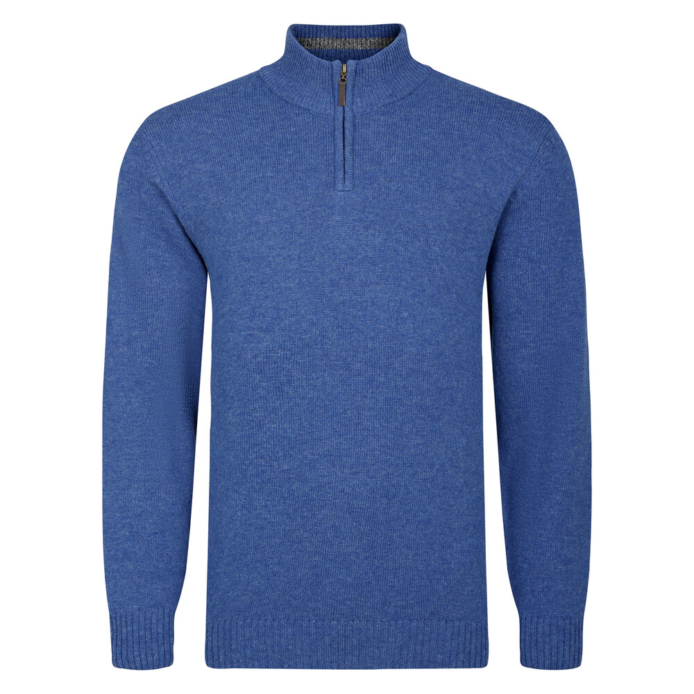 Peter Gribby Lambswool 1/4 Zip Sweater Blue