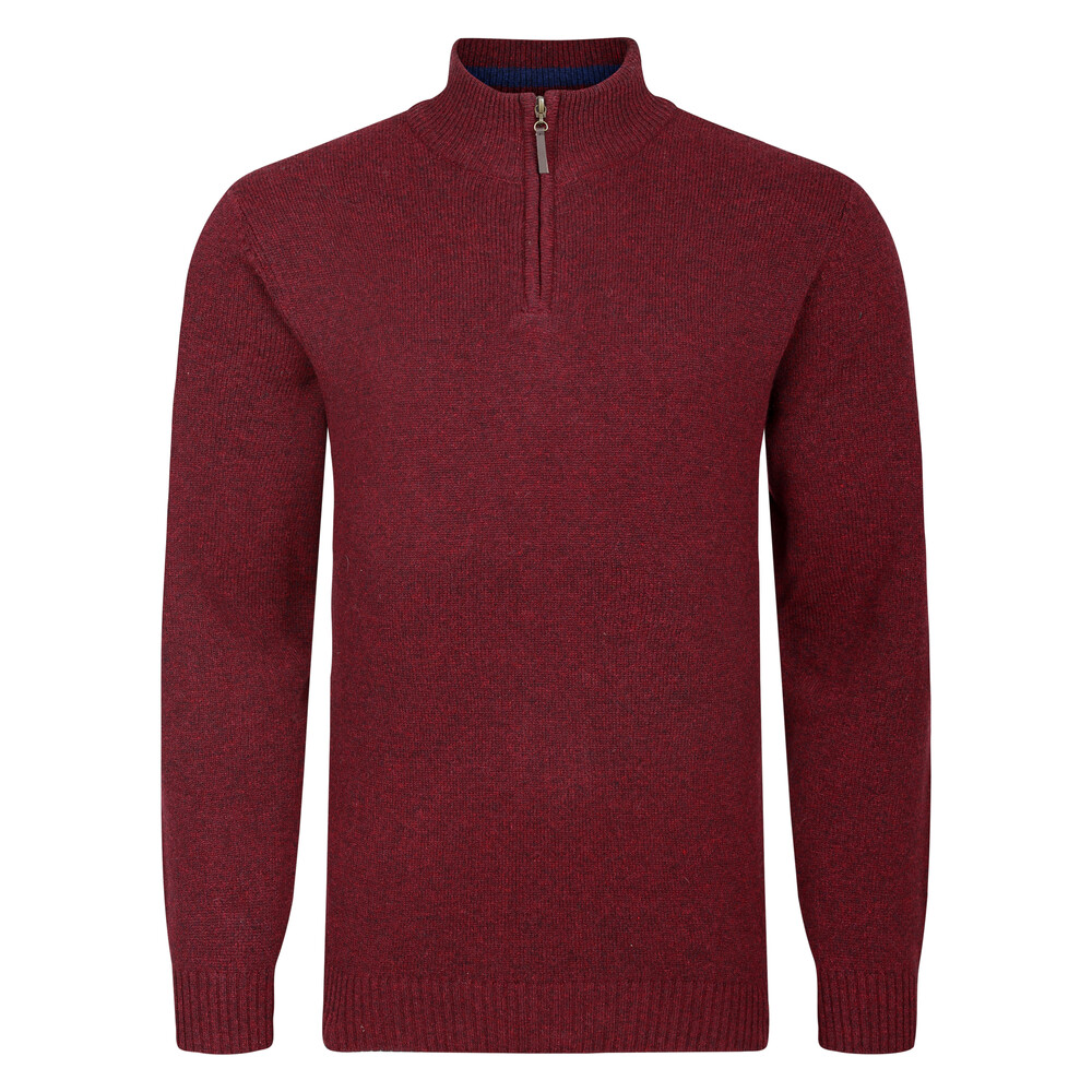 Peter Gribby Lambswool 1/4 Zip Sweater Wine