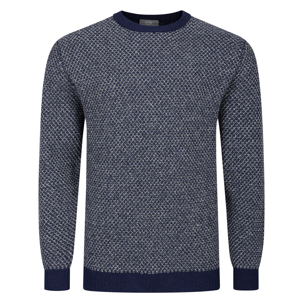 Peter Gribby Textured Bi Colour Crew Neck Jumper Navy/Grey