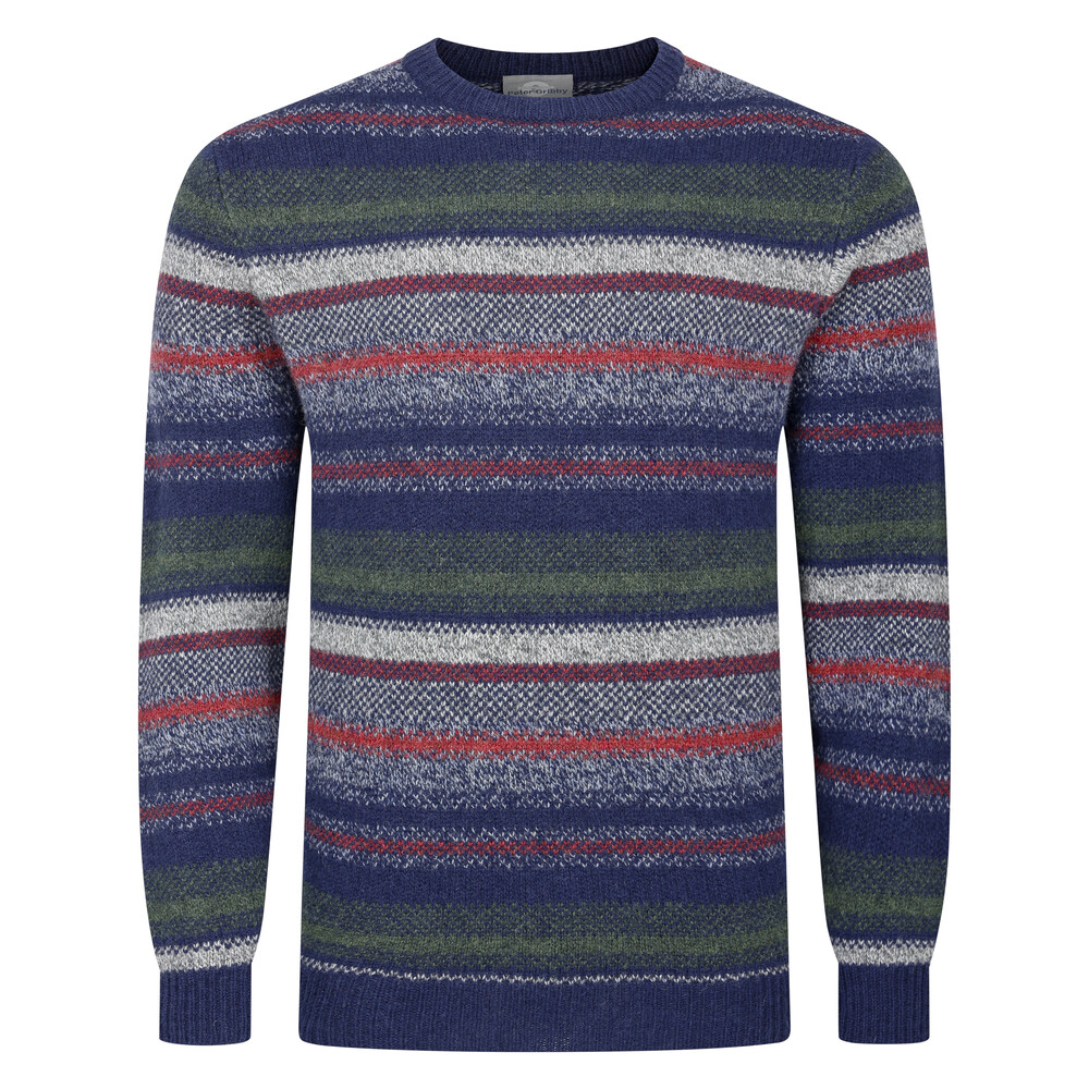 Peter Gribby Striped Crew Neck Jumper Navybase