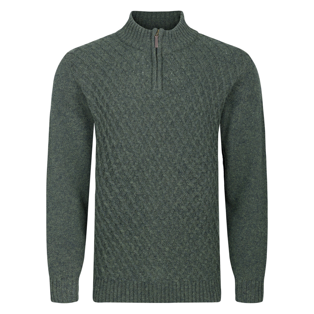 Peter Gribby Patterned ¼ Zip Jumper Forestgreen