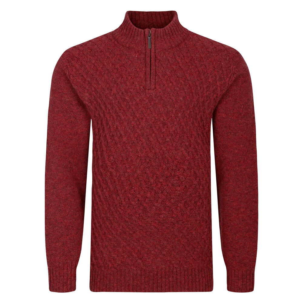 Peter Gribby Patterned ¼ Zip Jumper Russet